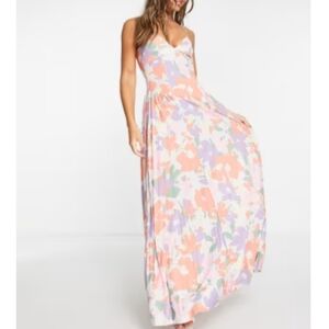 Asos side pleat printed maxi dress size 8
